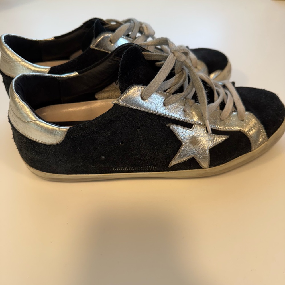 Golden Goose Black Sneakers with Silver Star